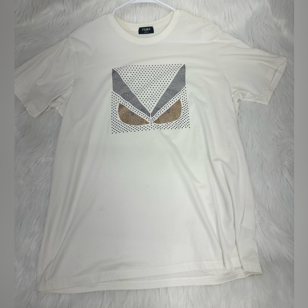 Fendi Men's Cream Graphic Tee